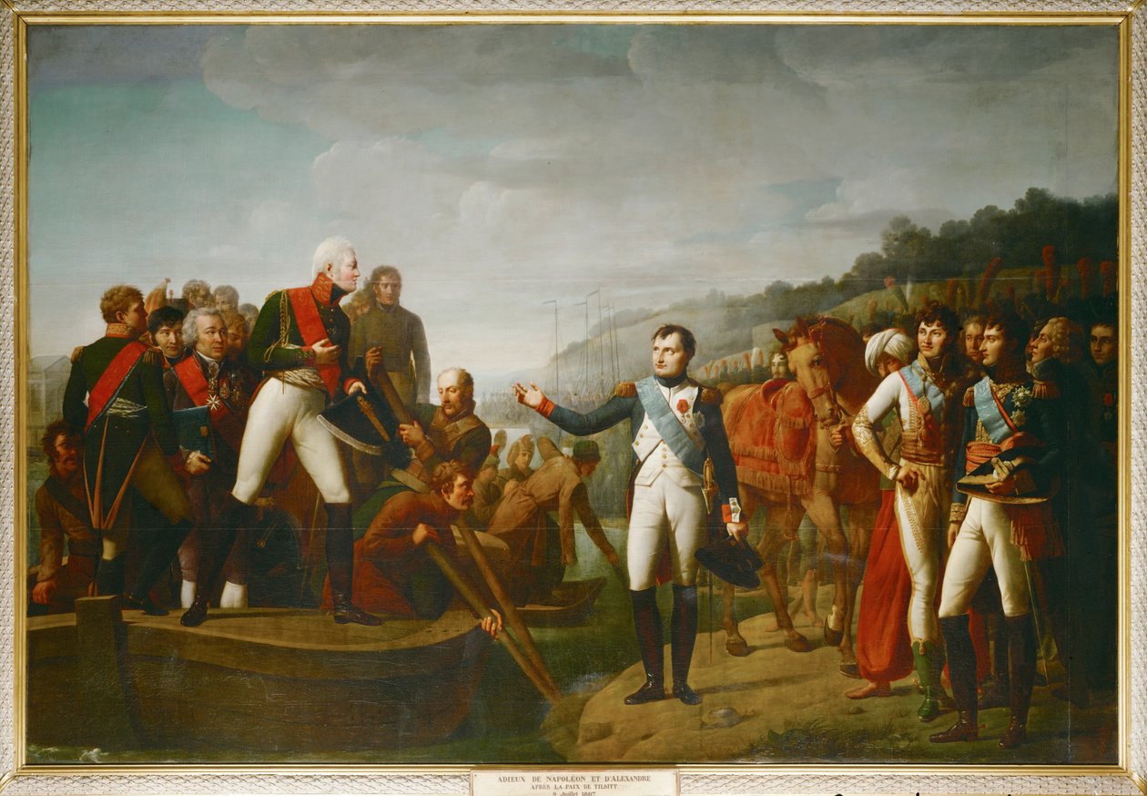 Napoleon I:s och tsar Alexander I:s farväl i Tilsit 1807 ... av Gioacchino Giuseppe Serangeli