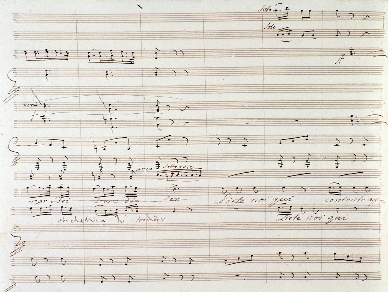 Sida med partitur av Le Comte Ory med handskrivna rättelser av Gioacchino Rossini av Gioachino Rossini