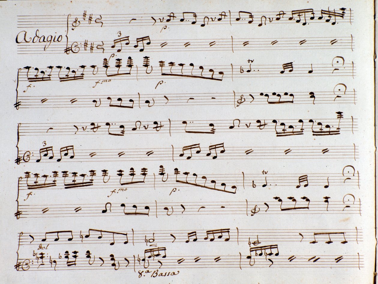 Sida med partitur av symfonin i Turkiet i Italien av Gioacchino Rossini av Gioachino Rossini
