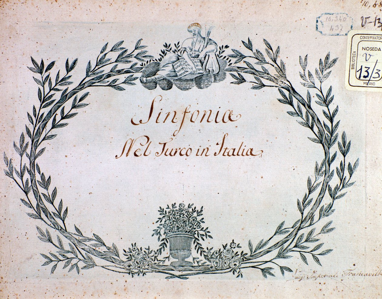 Sida med partitur av symfonin i Turkiet i Italien av Gioacchino Rossini av Gioachino Rossini