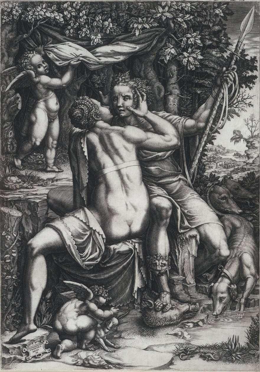 Venus och Adonis av Giorgio Ghisi