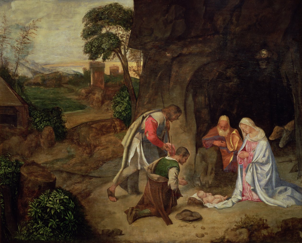 Adoration of the Shepherds, 1510 (panel) av Giorgio Giorgione
