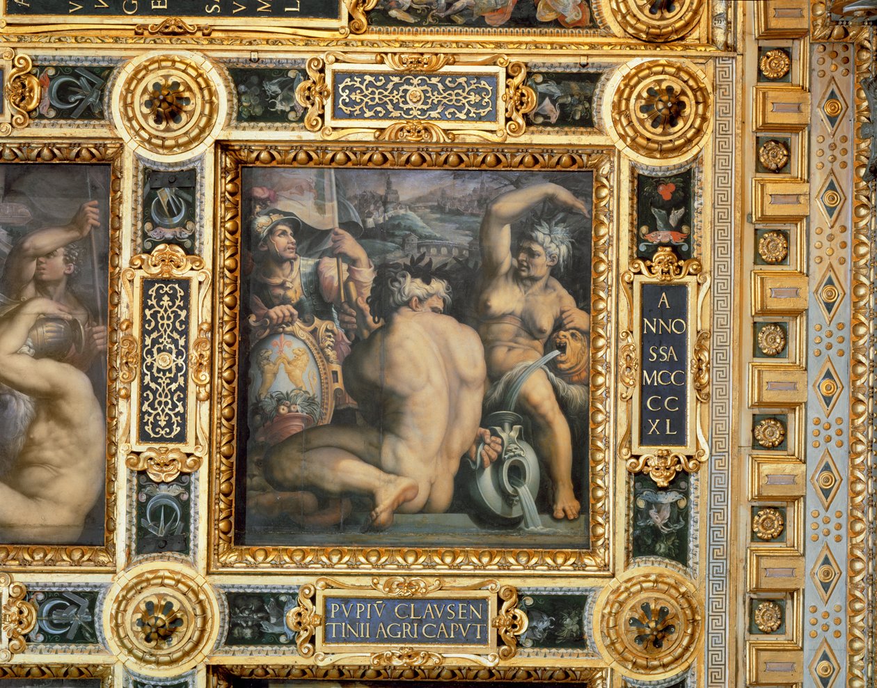 Allegori över Casentino-regionen från taket i Salone dei Cinquecento, 1565 (panel) av Giorgio Vasari