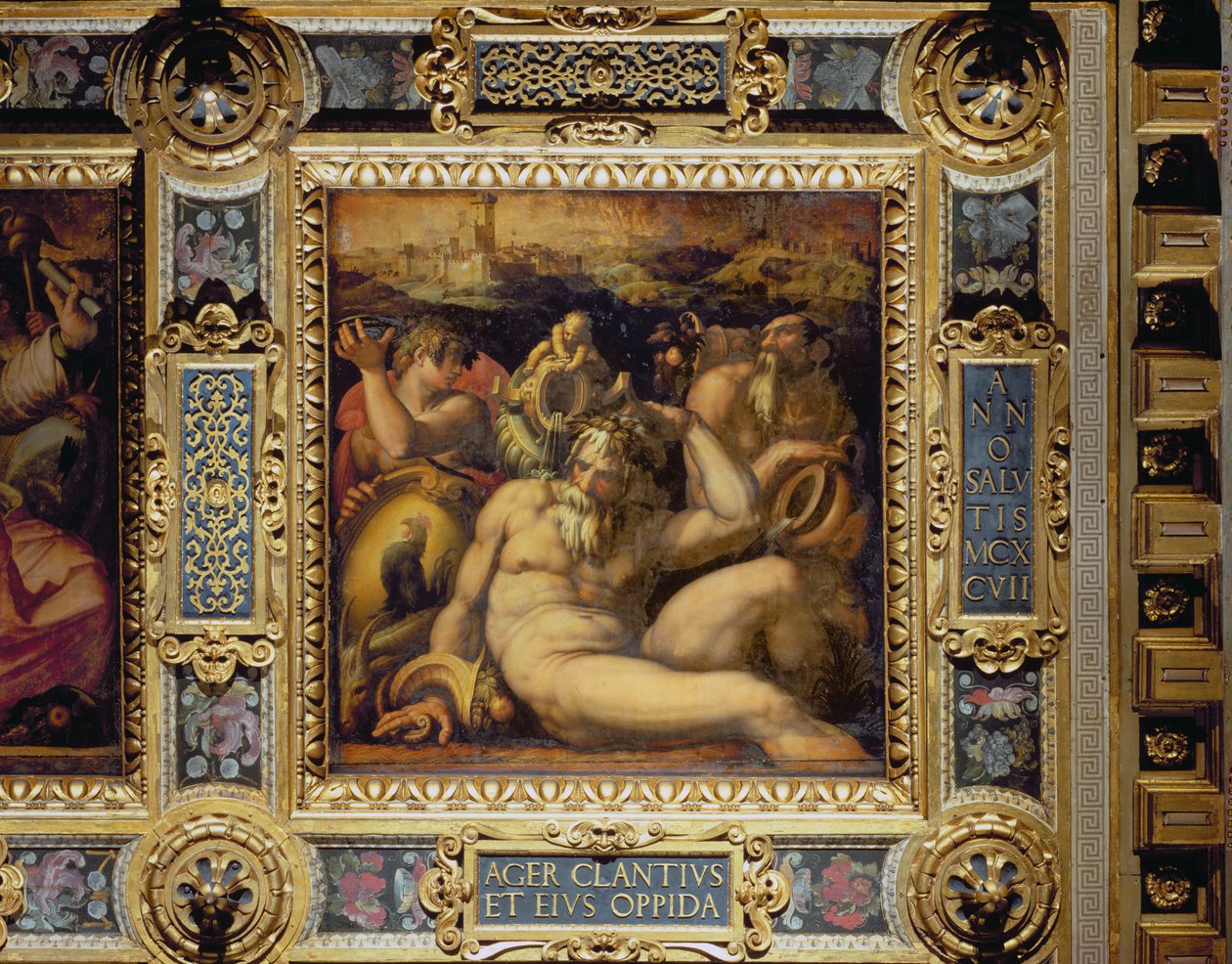 Allegori över Chianti-regionen från taket på Salone dei Cinquecento, 1565 (panel) av Giorgio Vasari