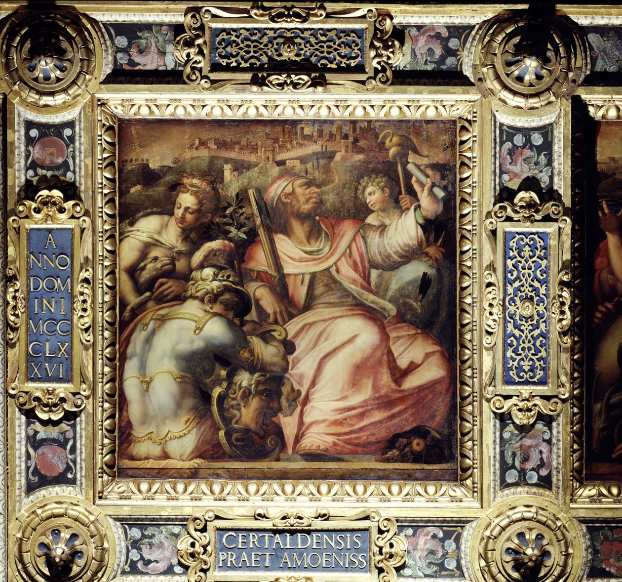 Allegori över staden Certaldo från taket på Salone dei Cinquecento, 1565 (panel) av Giorgio Vasari