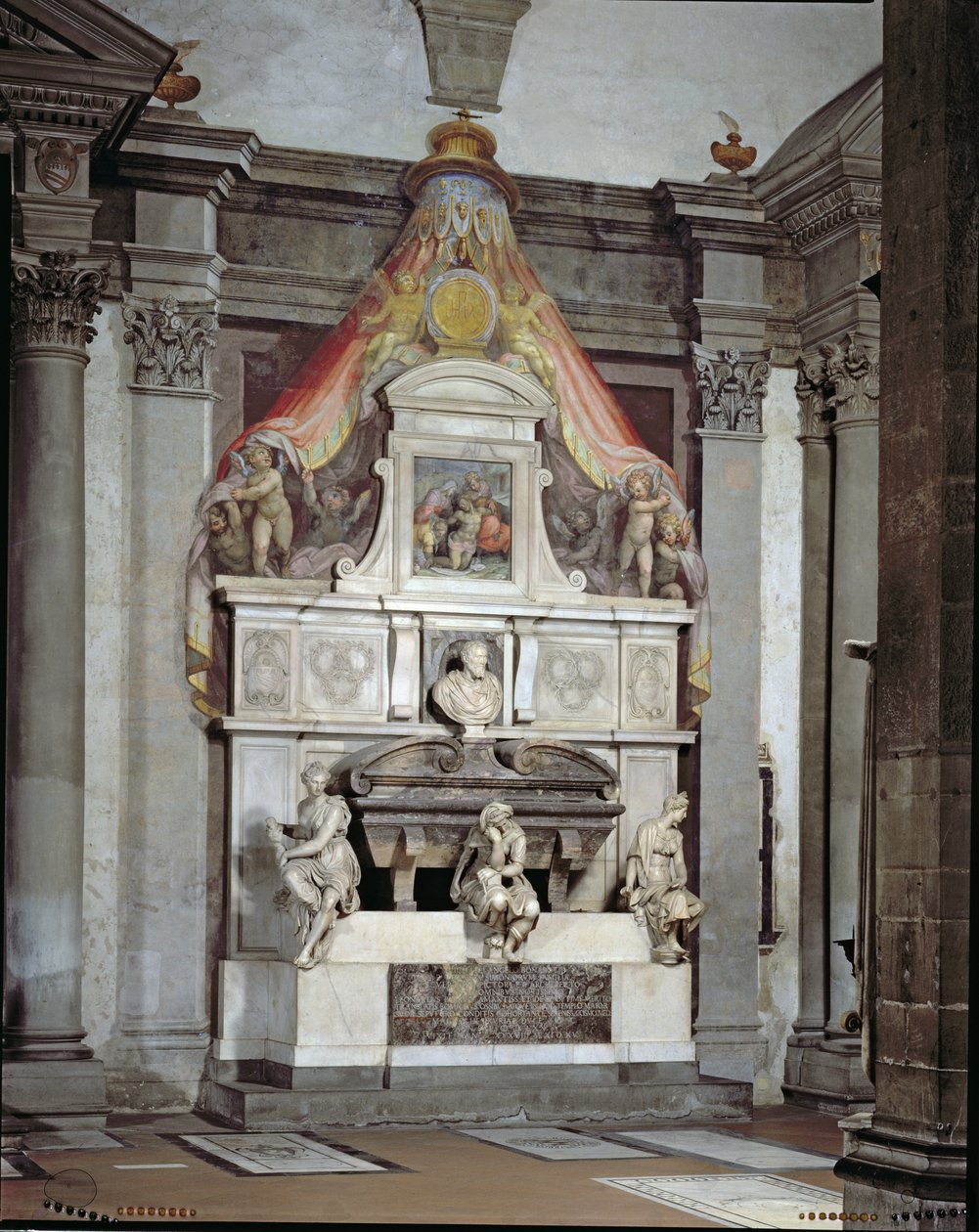 Monument till Michelangelo Buonarroti (1475-1564) (marmor) av Giorgio Vasari