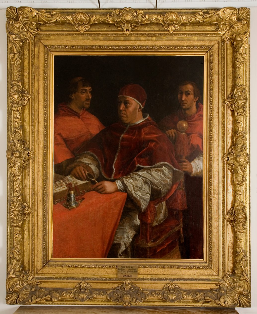 Påven Leo X med två kardinaler, efter Rafael av Giorgio Vasari