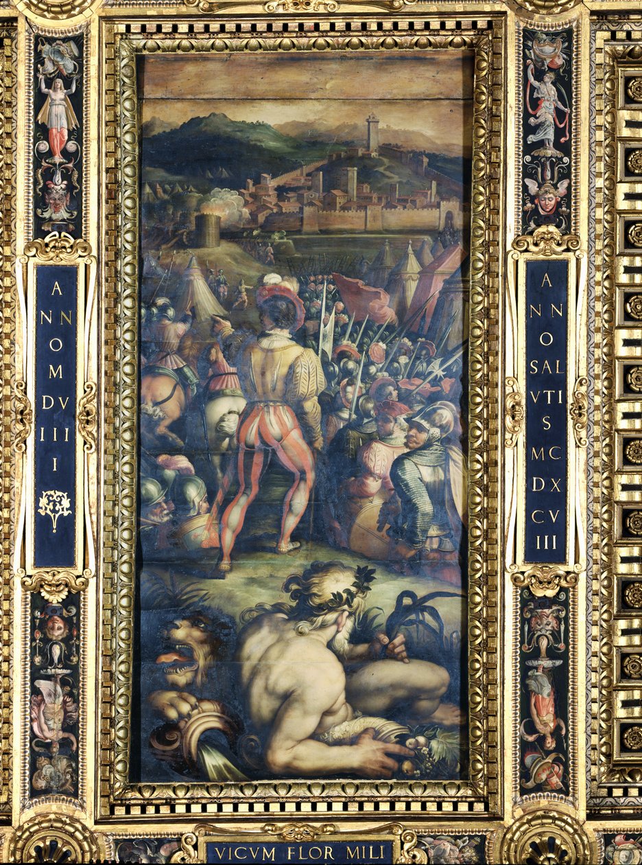 Fångsten av Vicopisano från taket på Salone dei Cinquecento, 1565 (panel) av Giorgio Vasari