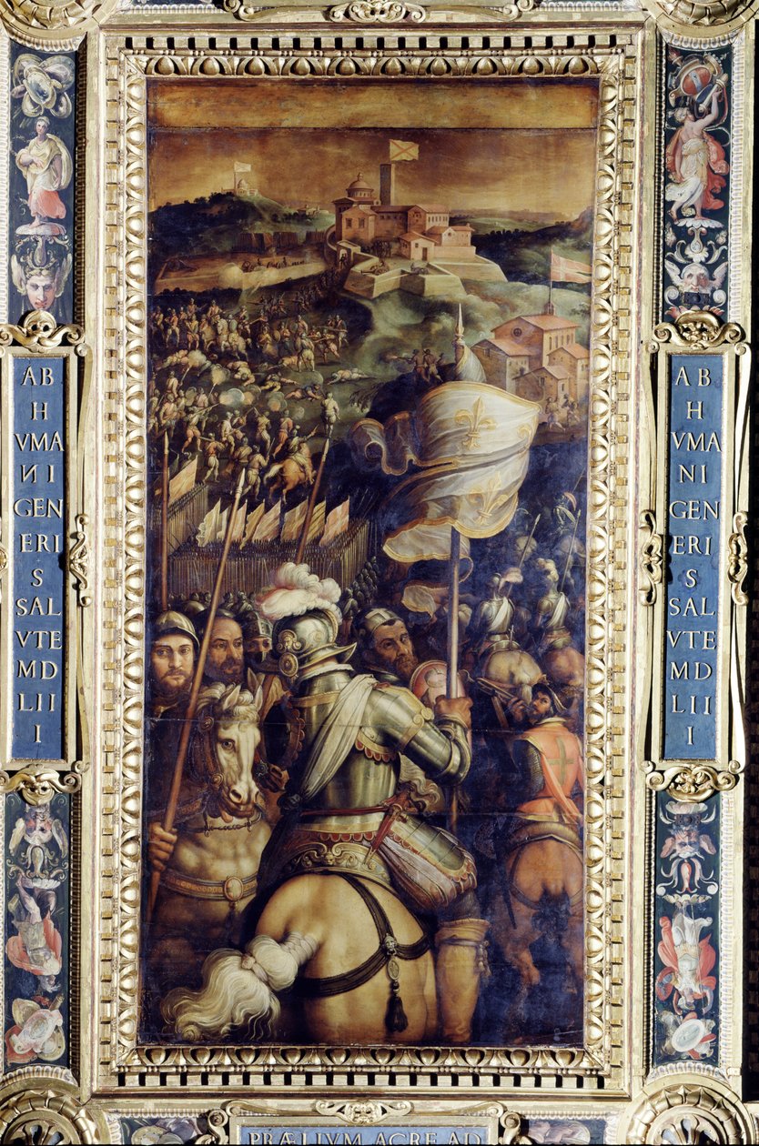 Erövringen av fästningen Monastero från taket i Salone dei Cinquecento, 1565 (panel) av Giorgio Vasari