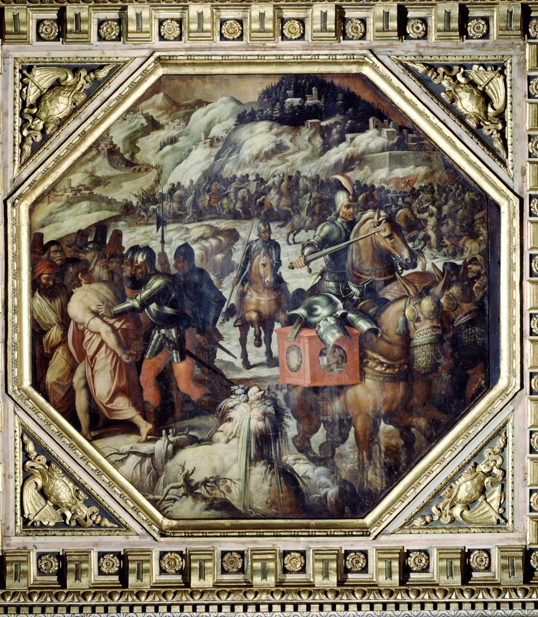 Venetianernas nederlag i Casentino från taket på Salone dei Cinquecento, 1565 (panel) av Giorgio Vasari