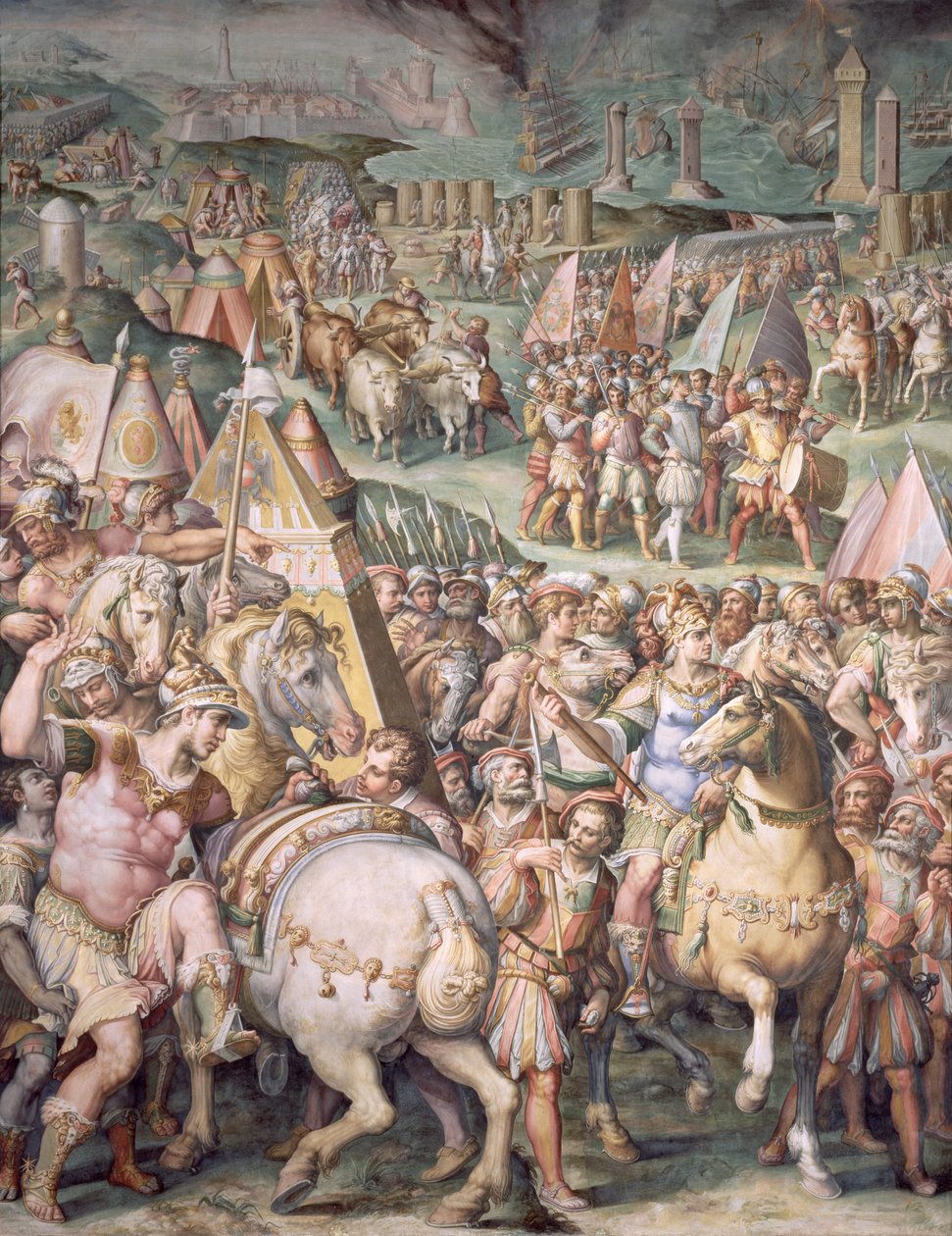 Belägringen av Livorno av Maximilian I (1459-1519) från Salone dei Cinquecento, 1555-72 av Giorgio Vasari