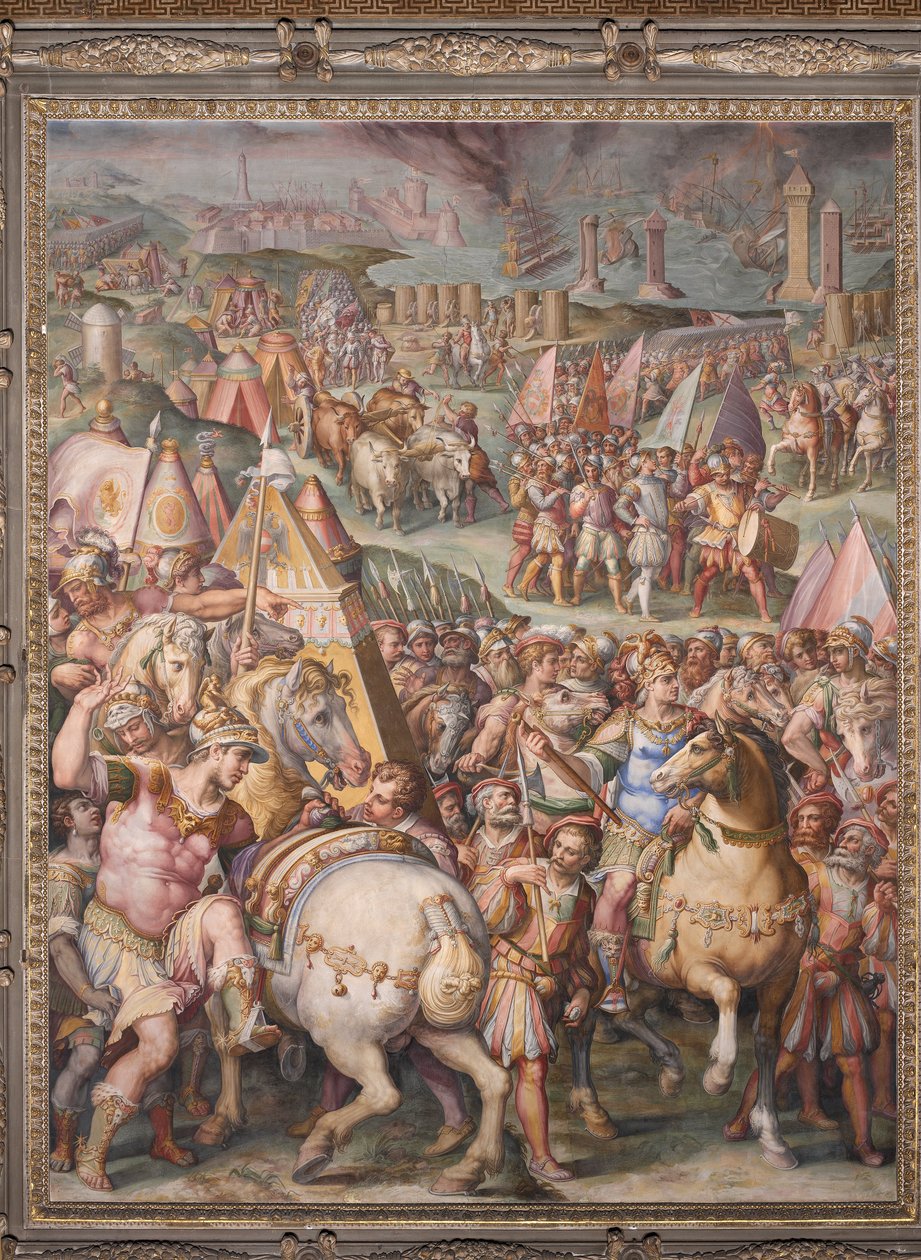 The emperor Massimiliano lifts the siege from Livorno  av Giorgio Vasari