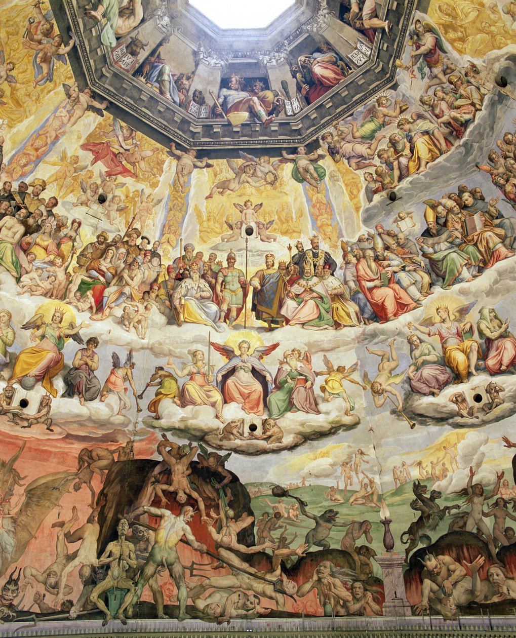 The Last Judgement, detalj från kupolen i Duomo, 1572-79 av Giorgio Vasari
