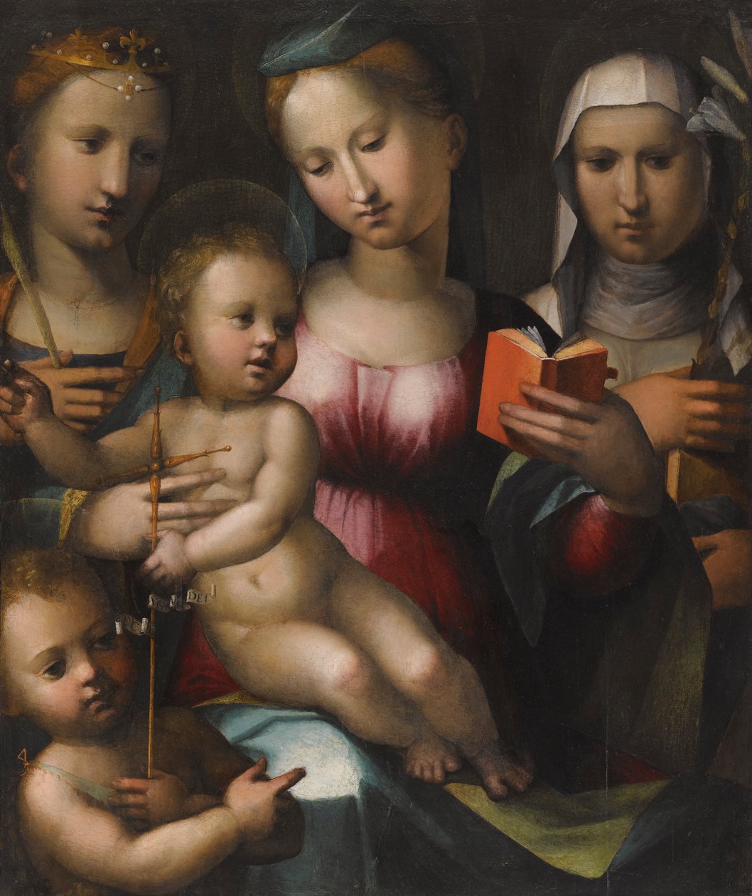 Madonnan och barnet med de heliga Anne, Catherine och spädbarnet Johannes Döparen av Giorgio di Giovanni
