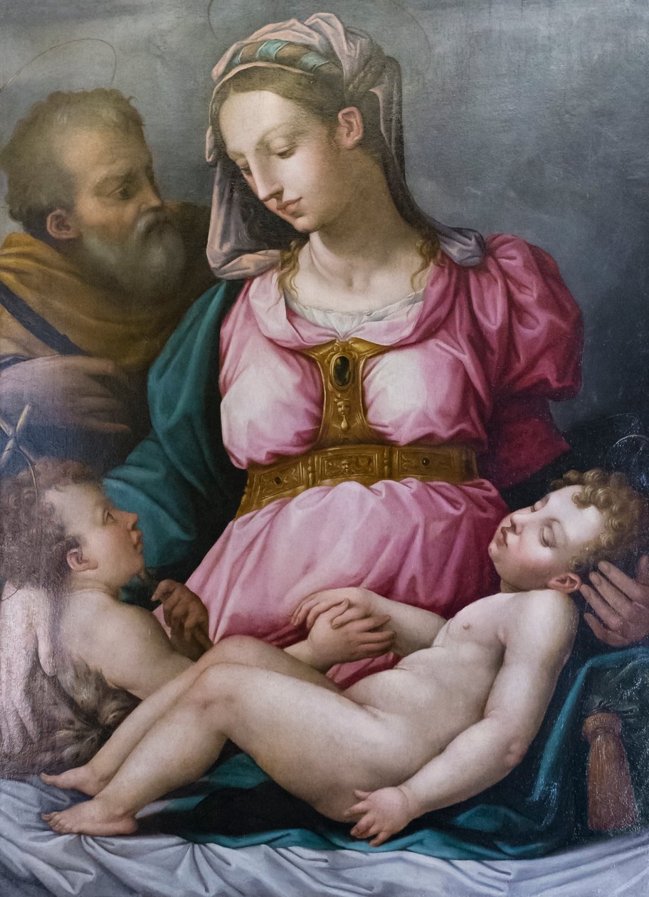 Den heliga familjen och helgonet Johannes döparen av Giorgio (and workshop) Vasari