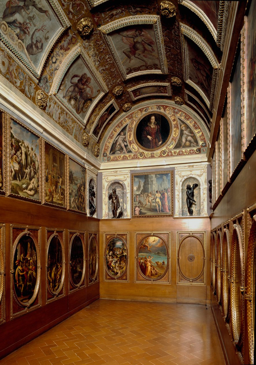 Utsikt över Studiolo av Francesco I de Medici av Giorgio (and workshop) Vasari