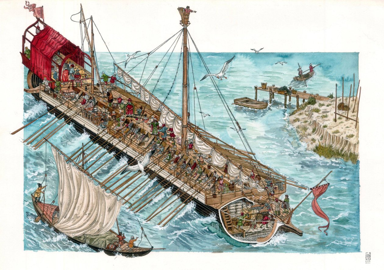 Rekonstruktion av en venetiansk galär från 1400-talet av Giorgio Albertini. av Giorgio Albertini