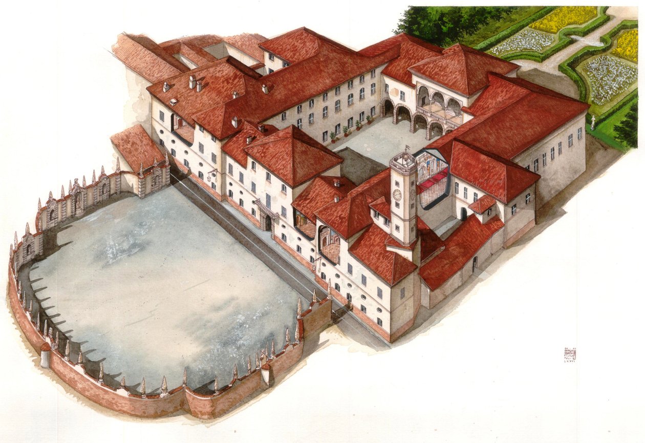 Utsikt över palatset Arese Borromeo, byggt på 1600-talet, i Cesano Maderno, Italien av Giorgio Albertini