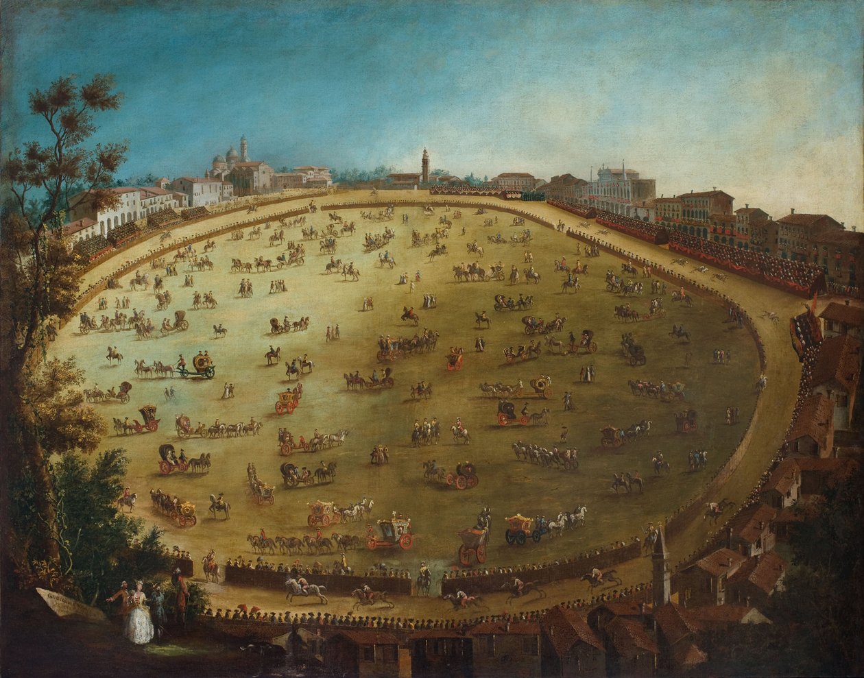 Hästkapplöpningar på Prato della Valle i Padua, mitten av 1700-talet.. av Giorgio Fossati
