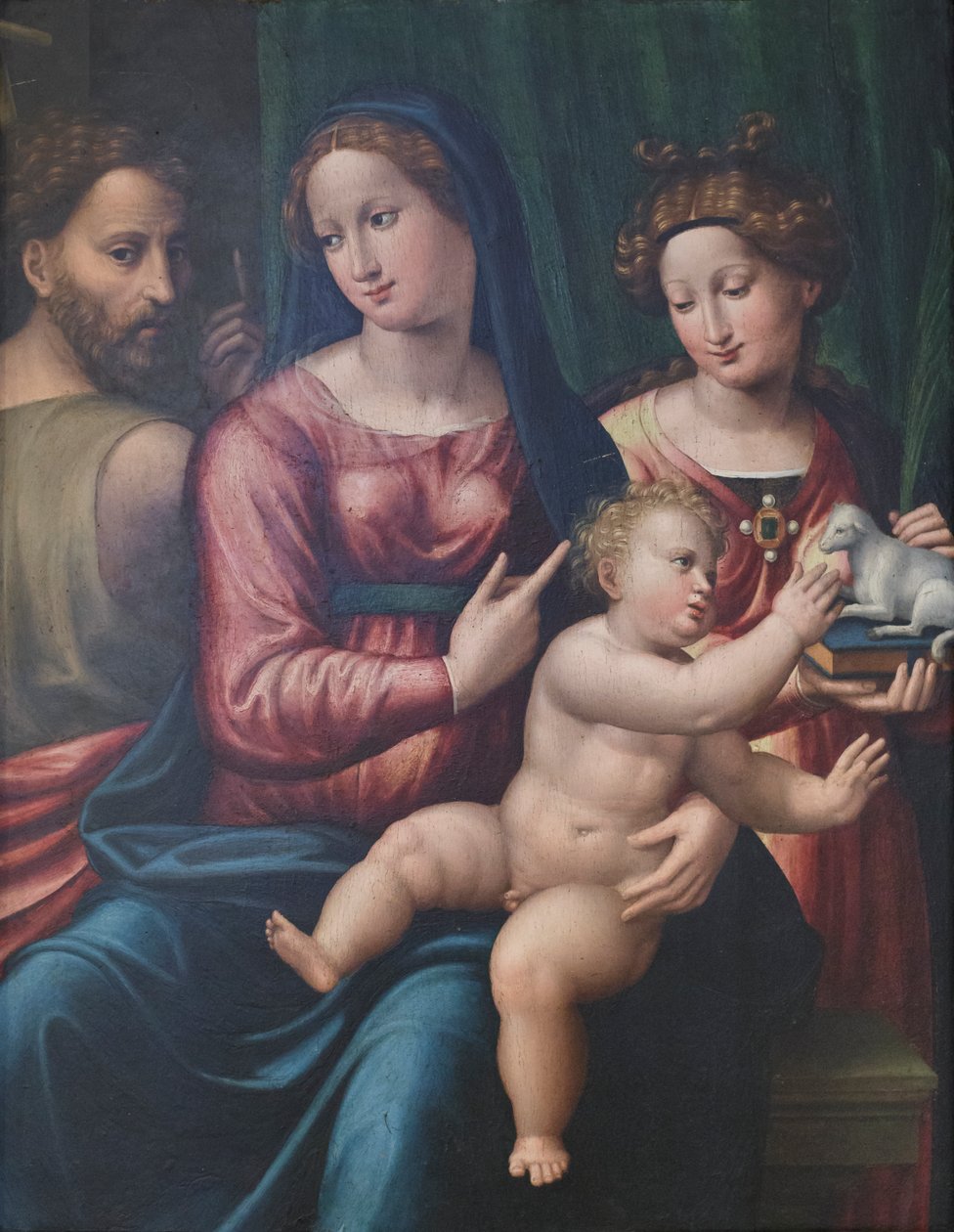 Madonna med barn, Johannes Döparen och Agnes, ca 1530 (tempera på duk) av Giorgio Gandini del Grano