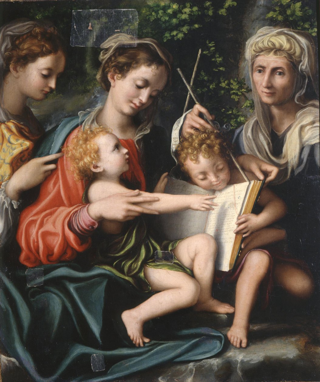 Jungfru och barn med de heliga Johannes Döparen, Maria Magdalena och Elisabet, ca 1529 av Giorgio Gandini del Grano