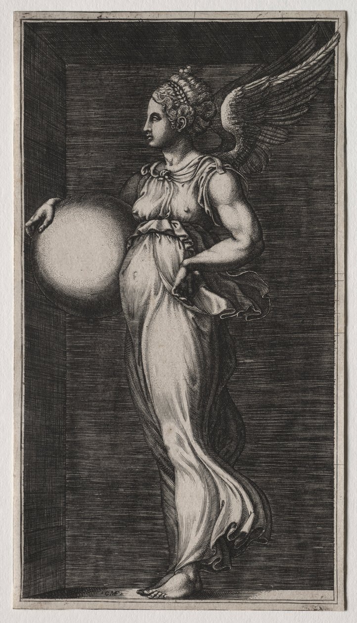 Allegorisk figur som håller en sfär, mitten av 1560-talet. av Giorgio Ghisi