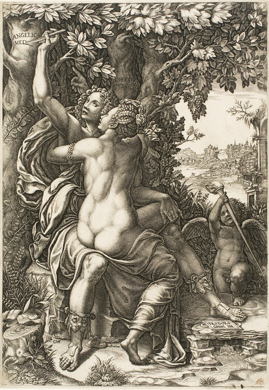 Angelica och Medoro av Giorgio Ghisi