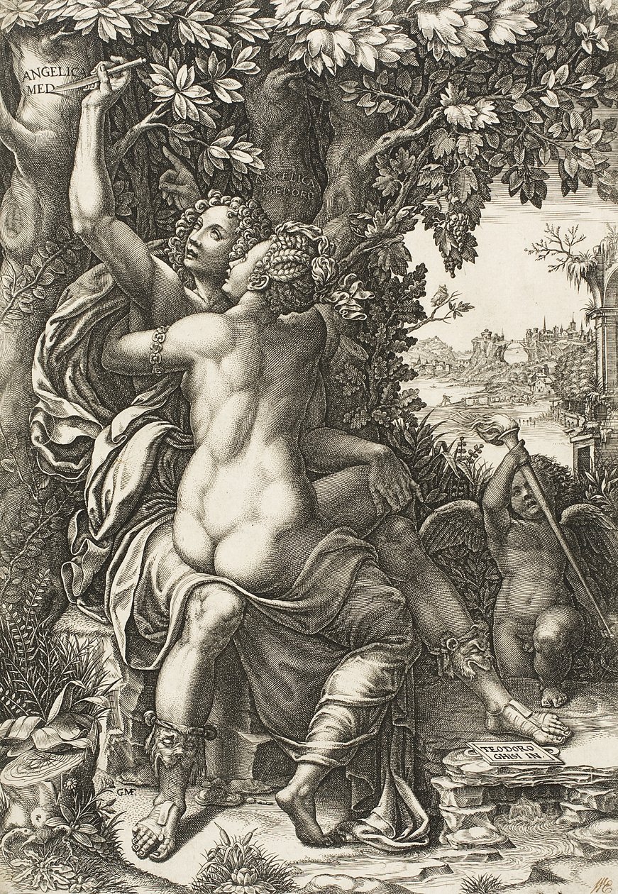 Angelica och Medoro, ca 1570 av Giorgio Ghisi