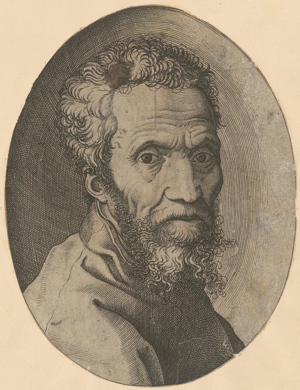 Porträtt av Michelangelo av Giorgio Ghisi