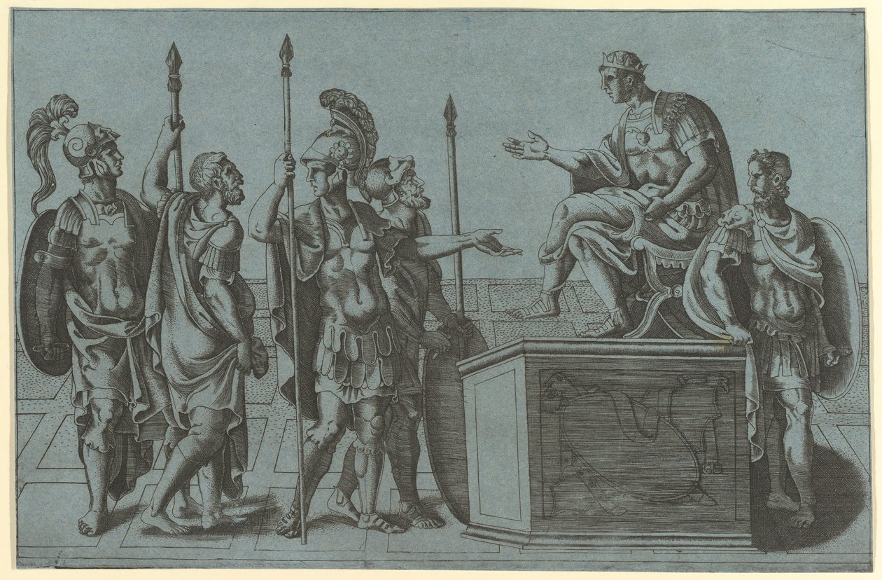 Romerska soldater före en kejsare, före 1540 . av Giorgio Ghisi