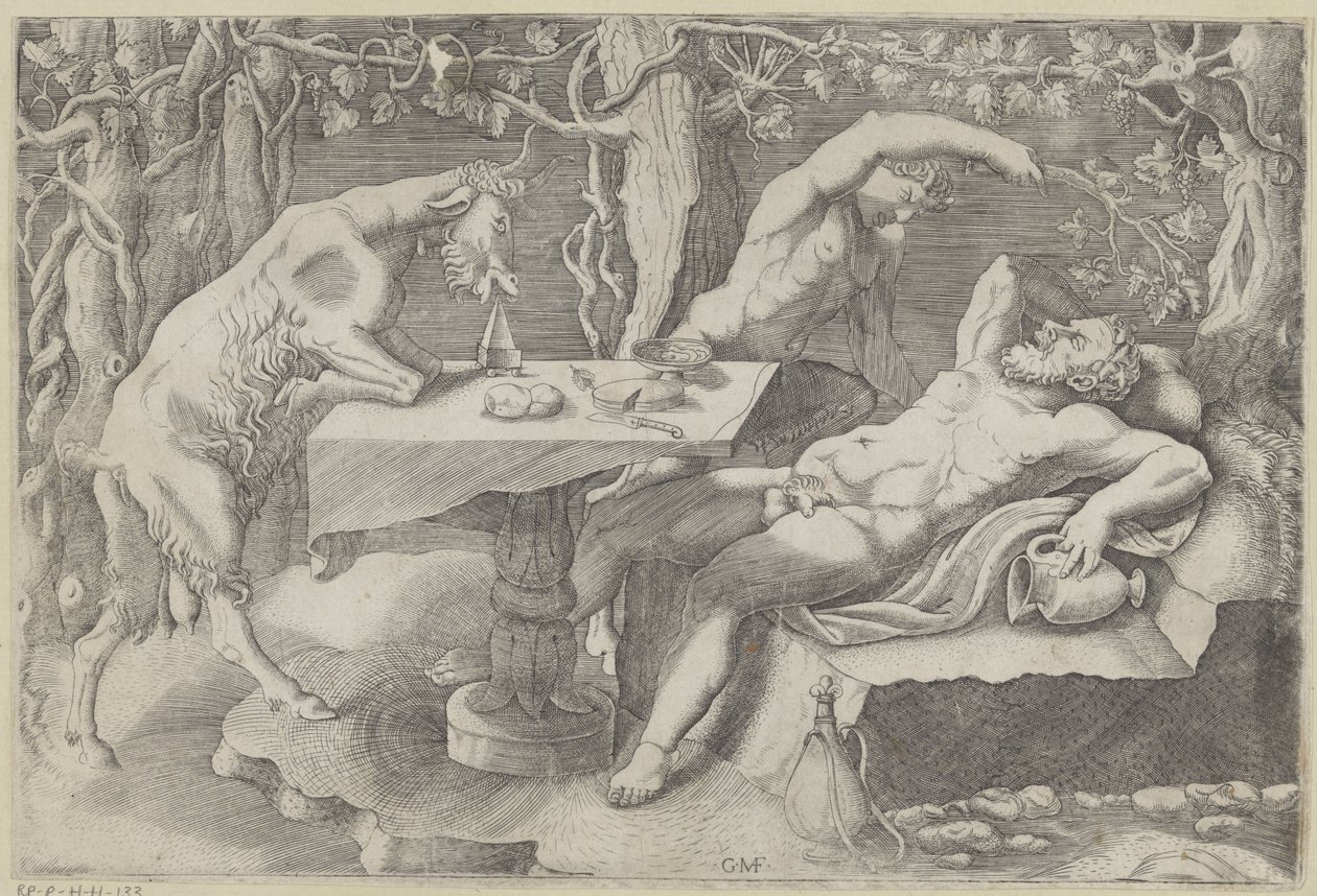 Silenus, een sater en een geit Slappende Silenus av Giorgio Ghisi