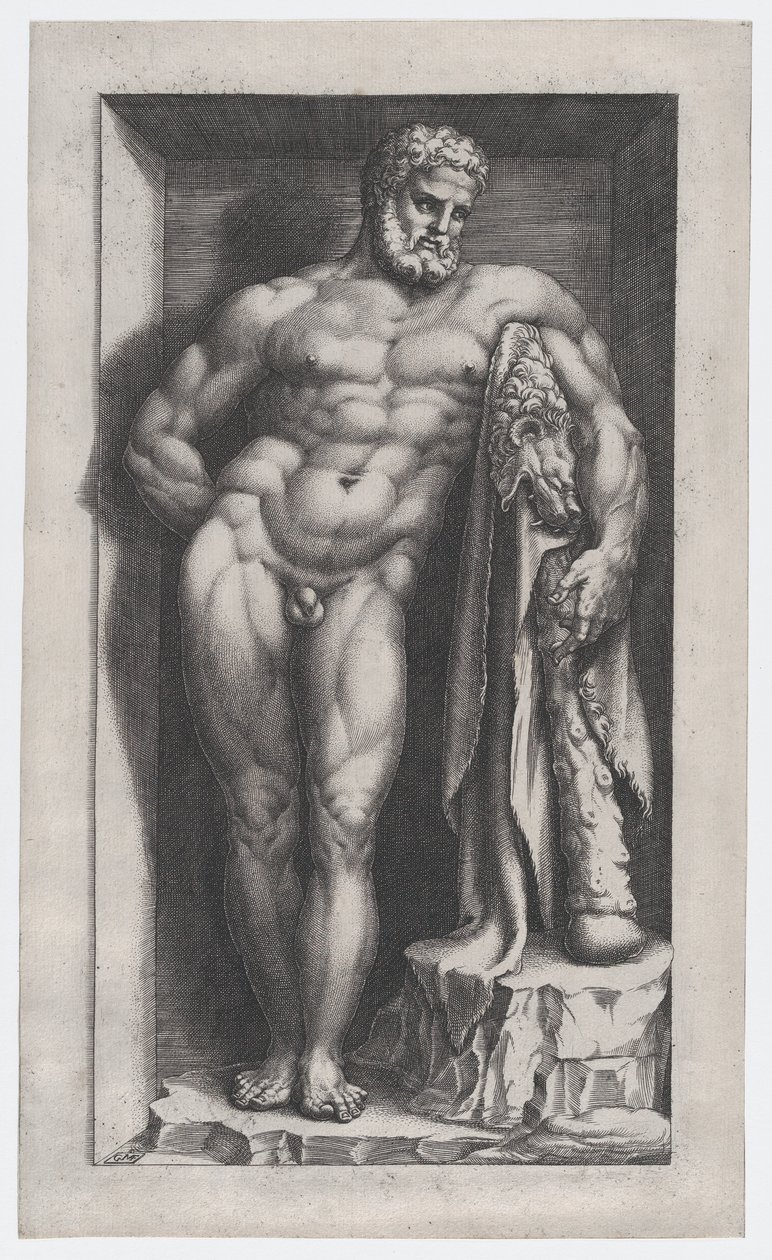 Mirror of Roman Magnificence: The Farnese Hercules, 1500-talet., 1500-talet. av Giorgio Ghisi