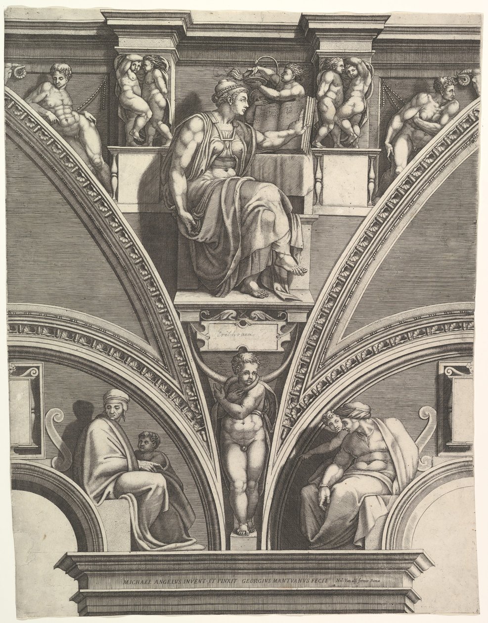 Den eritreanska sibylla, från serien av profeter och sibyllor i Sixtinska kapellet, 1570-75. av Giorgio Ghisi