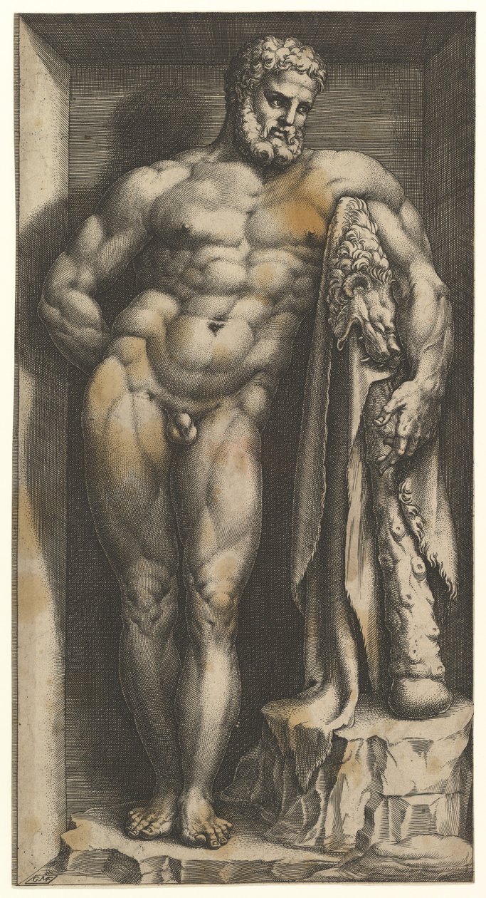 Farnese Hercules, sent 1570-tal. av Giorgio Ghisi