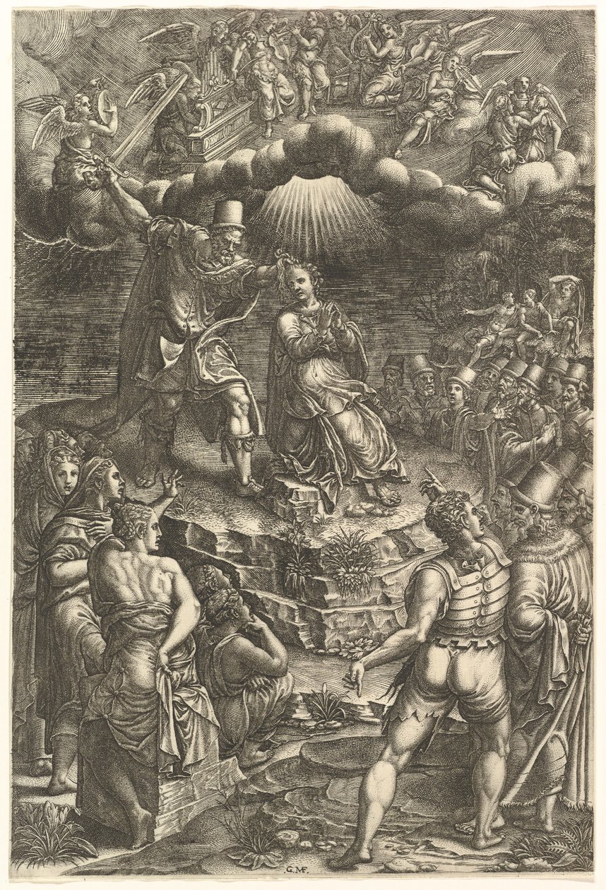 The Martyrdom of St. Barbara, sent 1570-tal. av Giorgio Ghisi