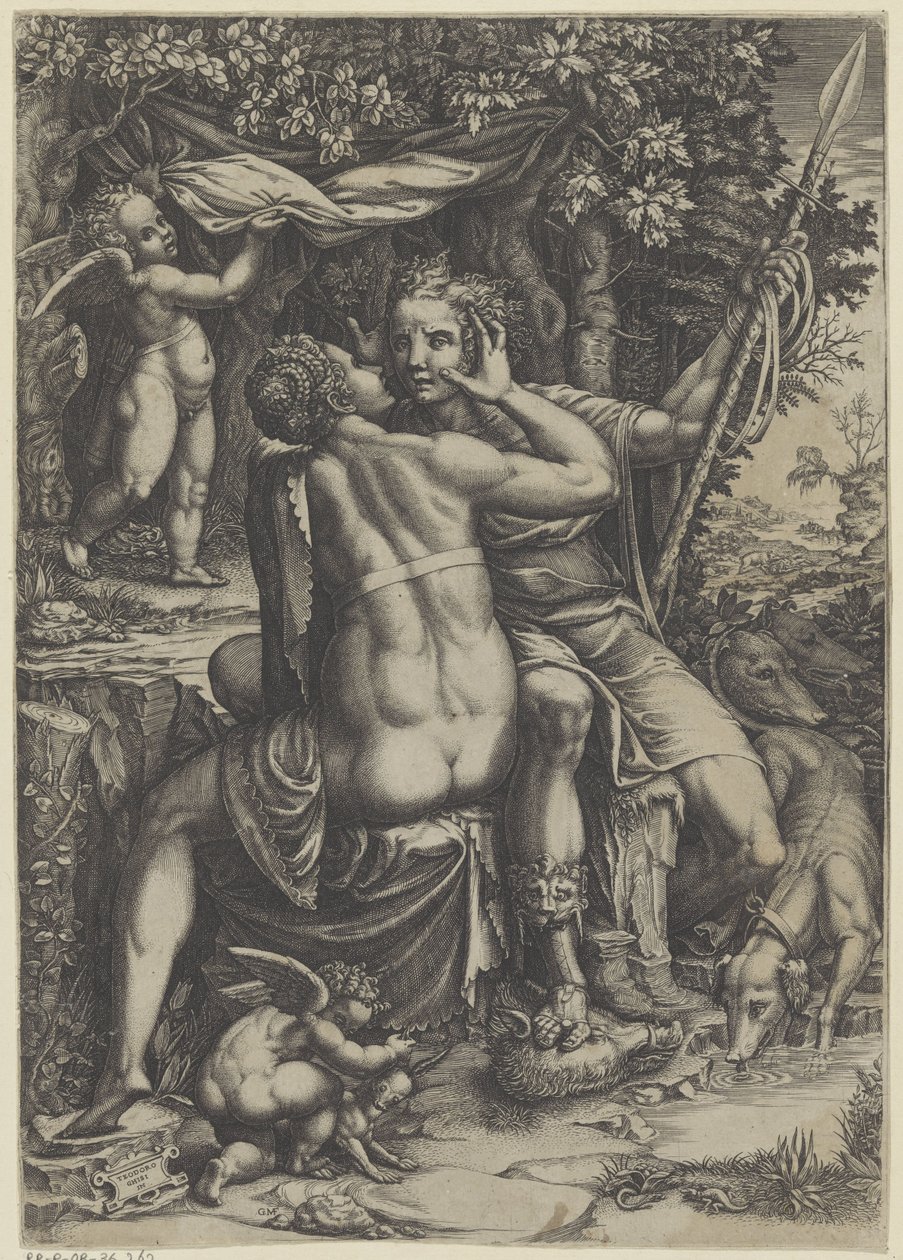 Venus och Adonis av Giorgio Ghisi