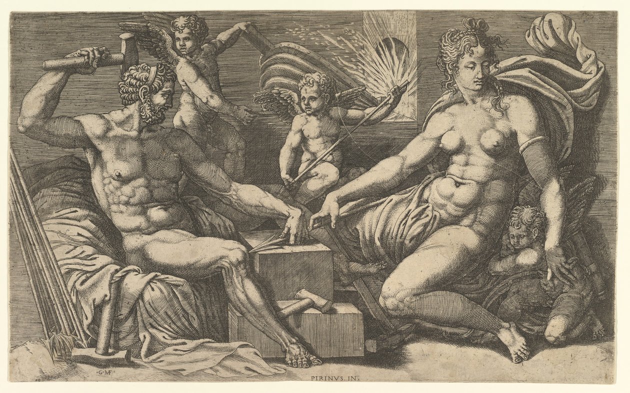 Venus och Vulcanus vid smedjan, ca. 1555. av Giorgio Ghisi