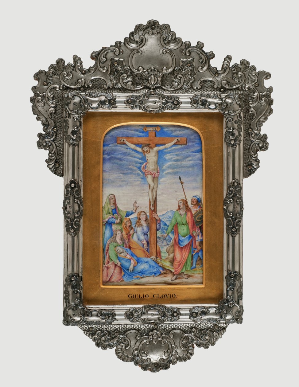 Crucifixion, c.1572 (tempera på pergament) av Giorgio Giulio Clovio