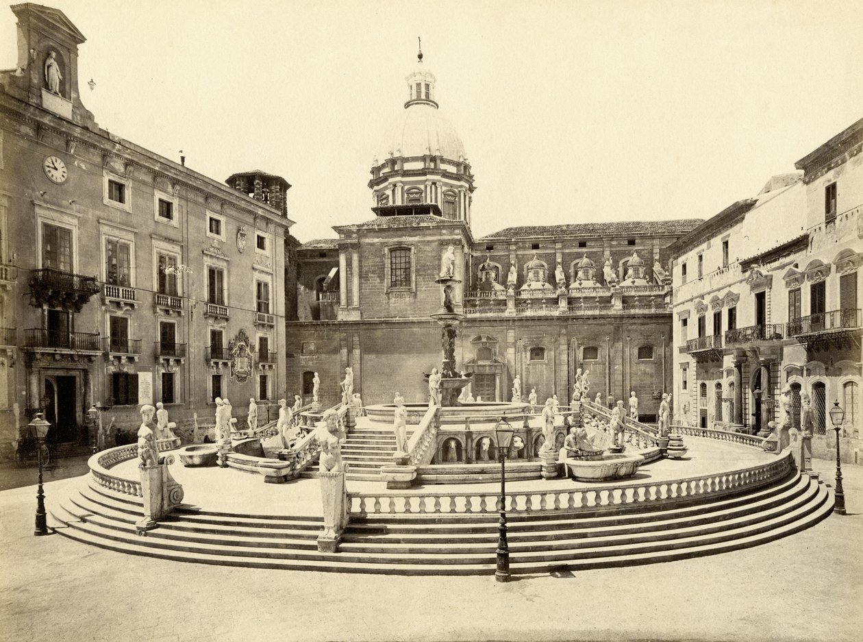Pretoria fontän, Palermo, Italien, fotografi av Giorgio Sommer av Giorgio Sommer