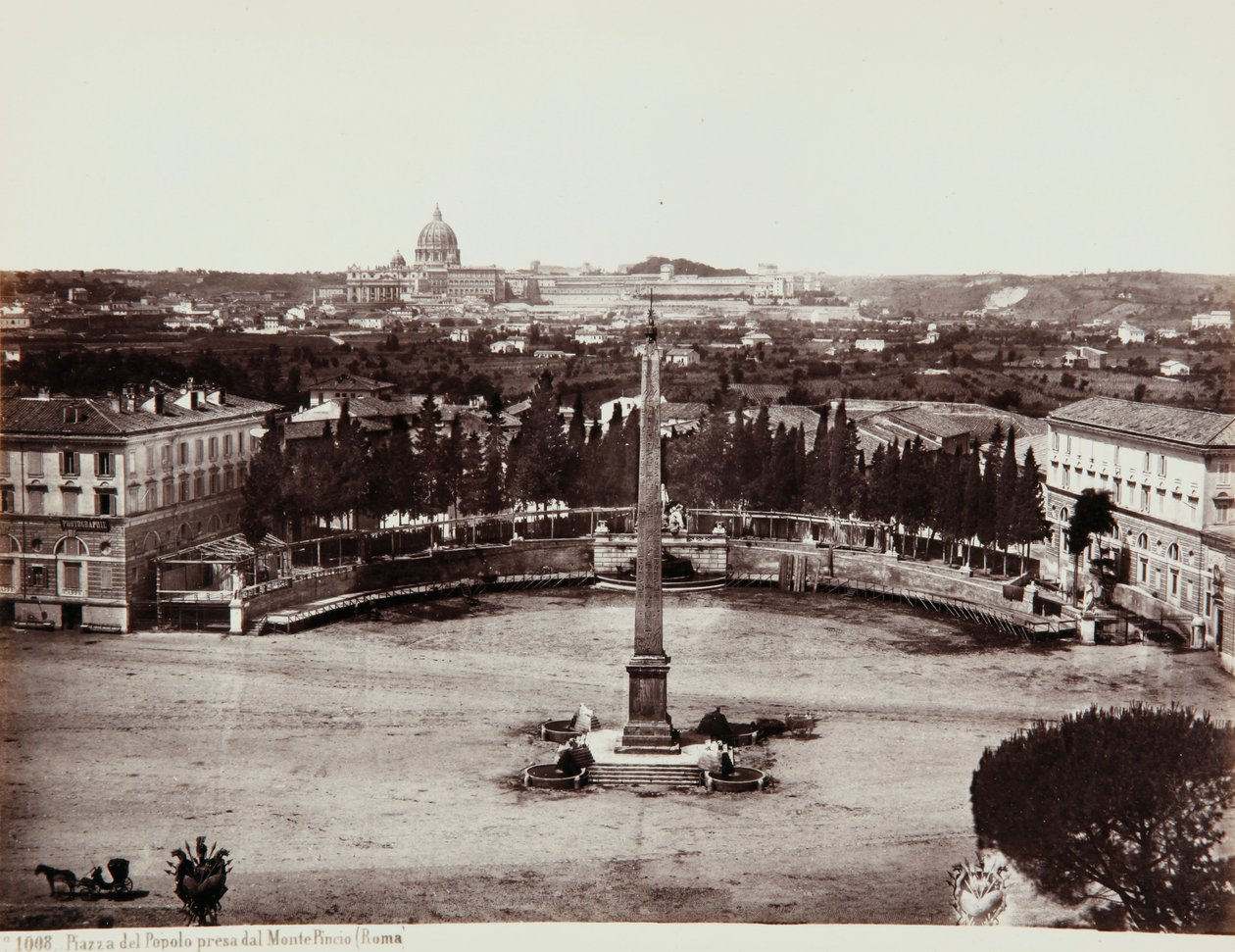 Utsikt över Piazza del Popolo från Pincio (eller Pinciano Hill), Rom av Giorgio Sommer
