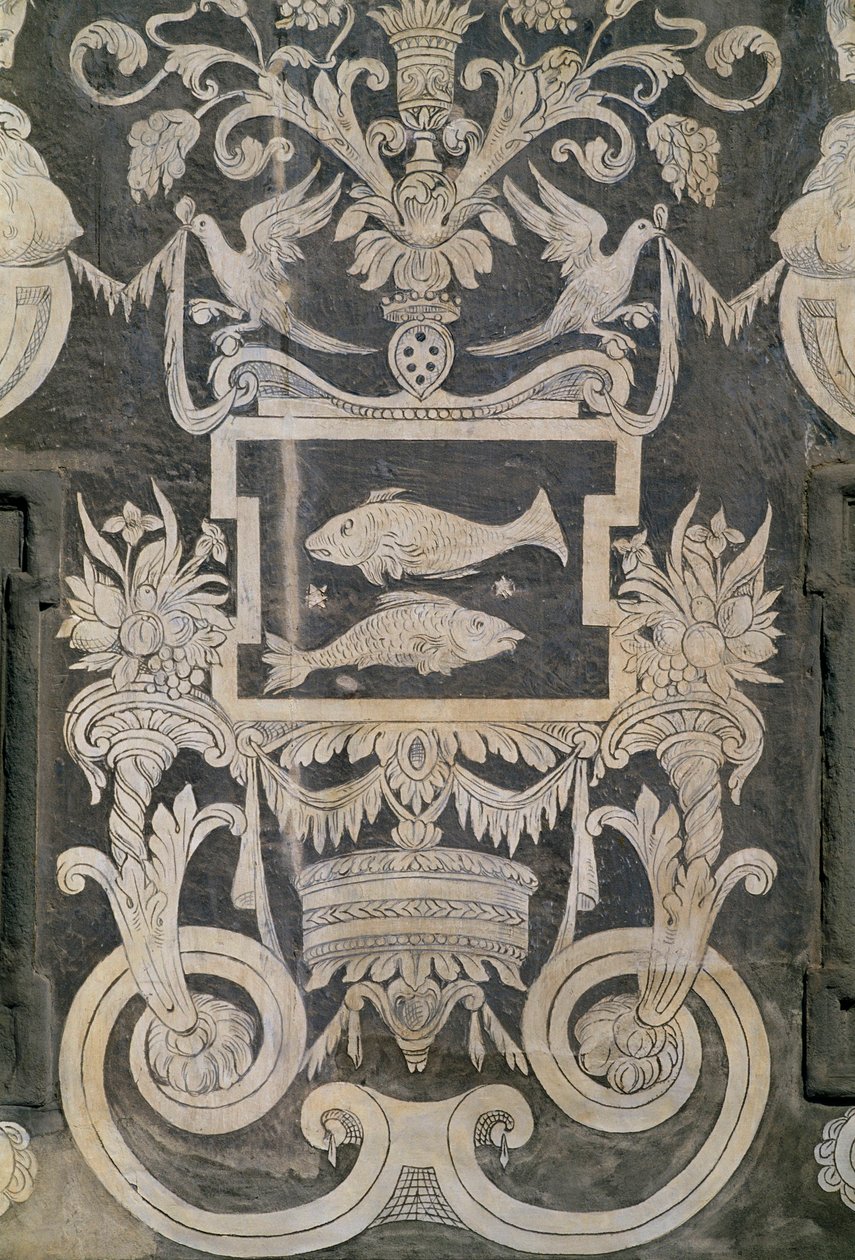 Allegoriska figurer och stjärntecken, av Giorgio Vasari, Tommaso Battista del Verrocchio och Alessandro Forzori, Palazzo dei Cavalieri eller Palazzo della Carovana, Piazza dei Cavalieri, Pisa, Toscana, Italien av Giorgio Vasari