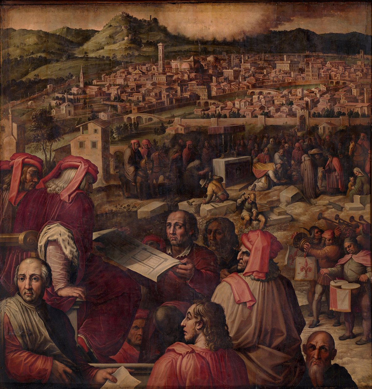 Arnolfo di Cambio visar planen att förstora Florens, 1563-1565 av Giorgio Vasari