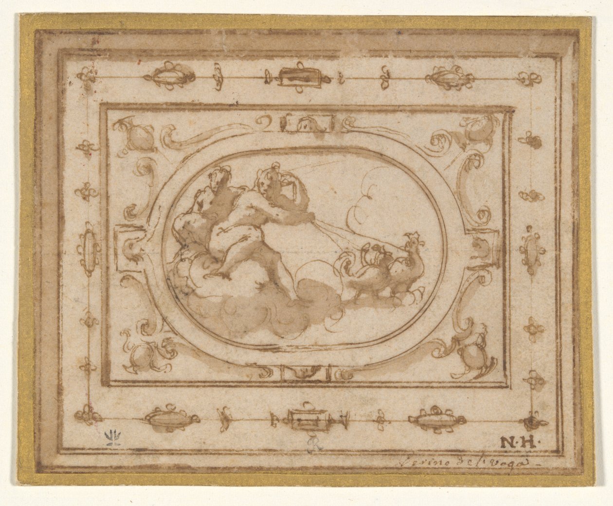 Aurora och Tithonius, studera för en scenutsmyckning för en föreställning av Aretino av Giorgio Vasari
