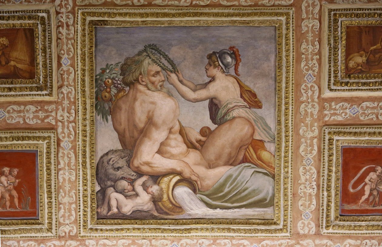 Ceres ammande Triptolemus, detalj av Altoviti-taket, fresk från 1553 av Giorgio Vasari