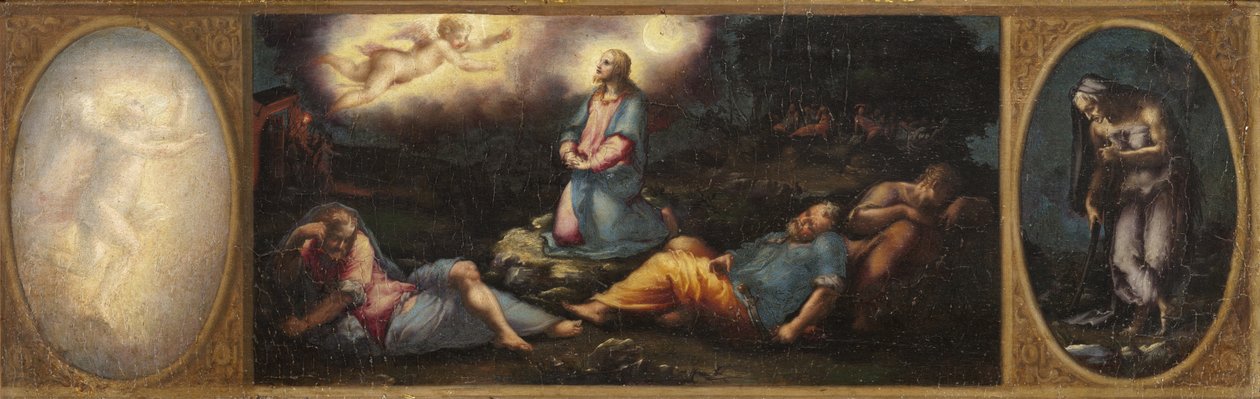 Kristus på Oljeberget med två allegoriska figurer av Giorgio Vasari