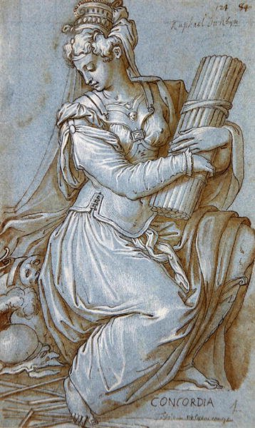 Concordia (penna, svart bläck & grå penna på papper) av Giorgio Vasari
