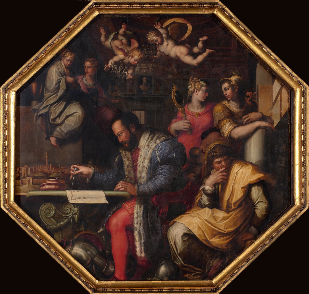 Cosimo studerar intagandet av Siena, 1563-1565 av Giorgio Vasari