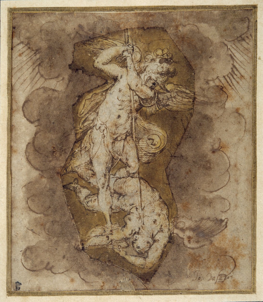 Teckning till änglarna i Sankt Mikaels valv, ca 1511-74 (penna, bläck och lav) av Giorgio Vasari