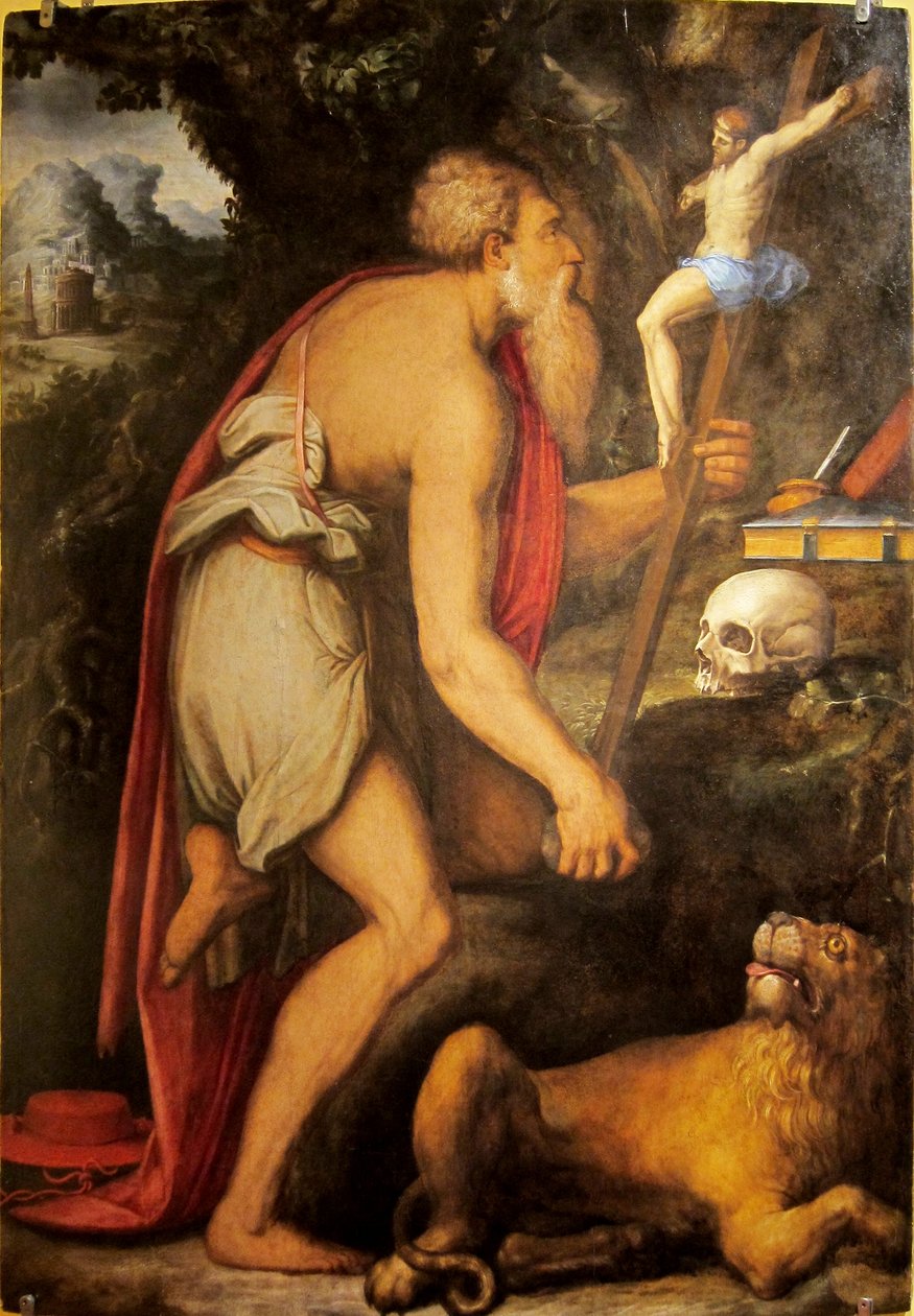 Franska: Saint Jérôme en méditation. av Giorgio Vasari