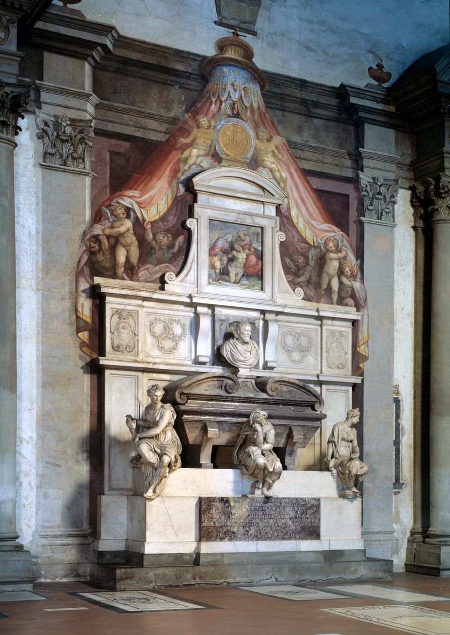 Begravningsmonument till hyllning till skulptören och arkitekten från renässansen Michelangelo av Giorgio Vasari